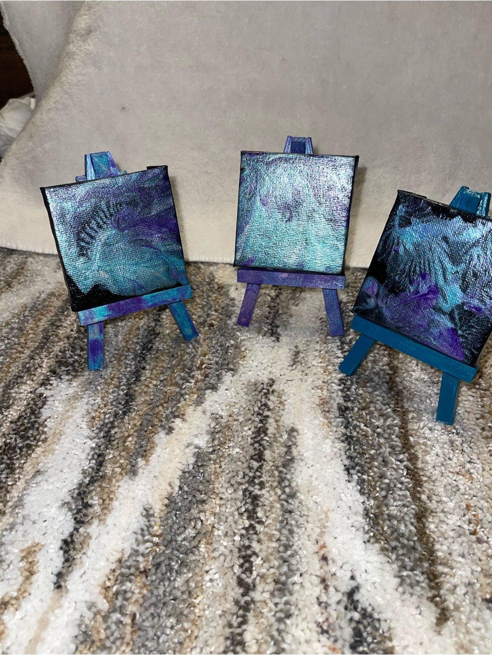 Mini Abstract Canvas Set - Teal, Purple, Black
